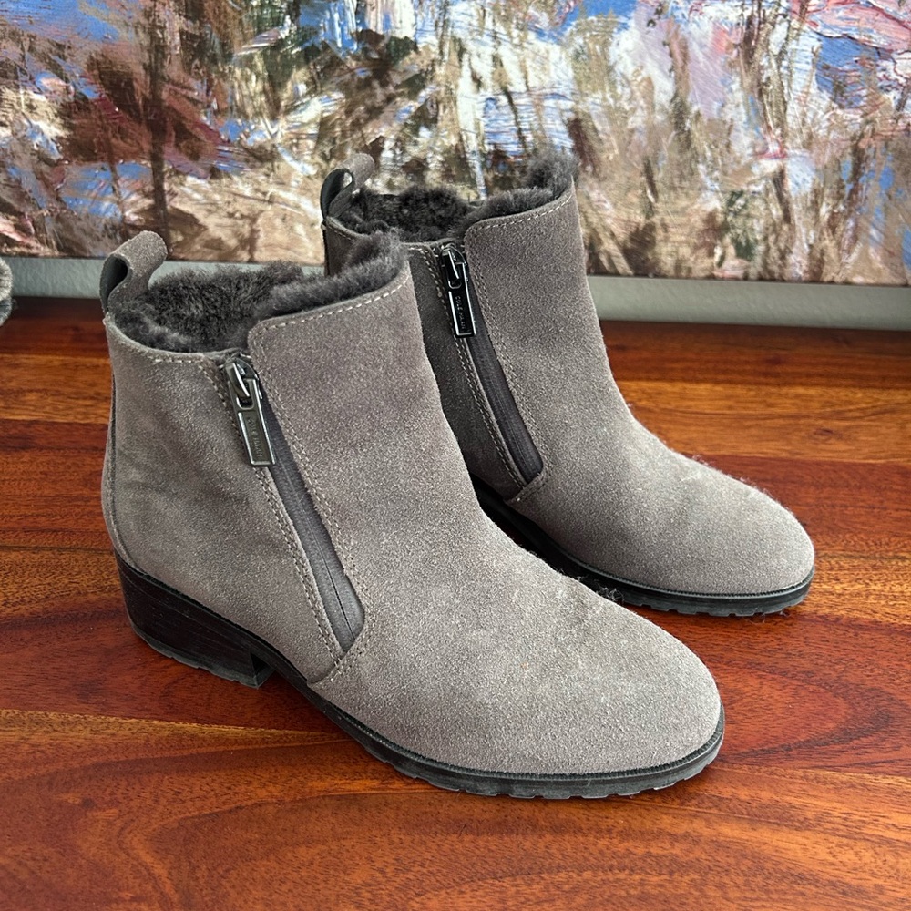 Cole Haan Gray Suede Ankle Booties